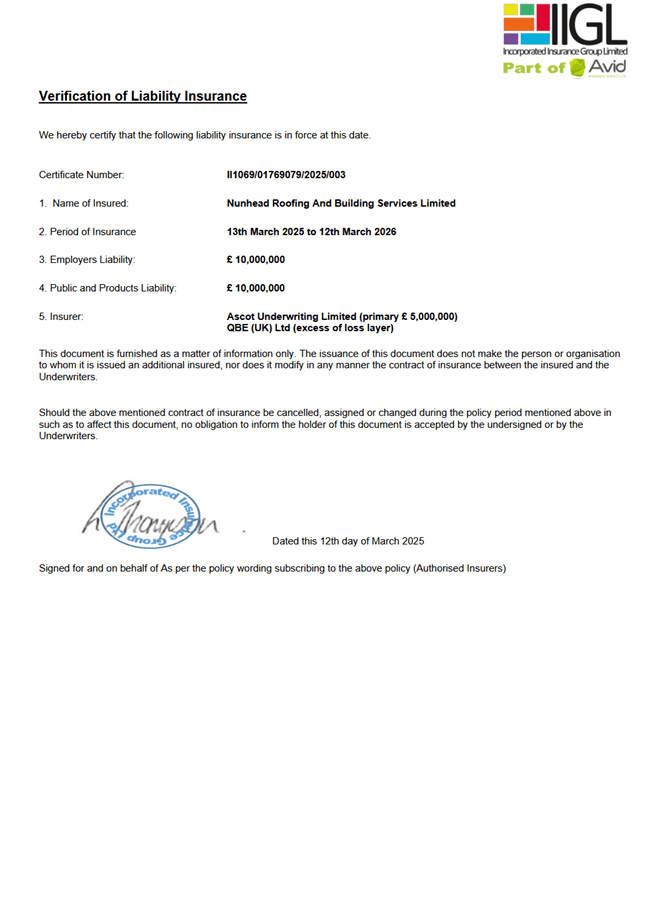 Picture of insulation laid on roof