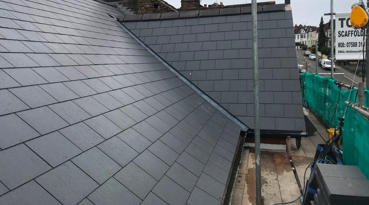 Picture of slate roof repair in London