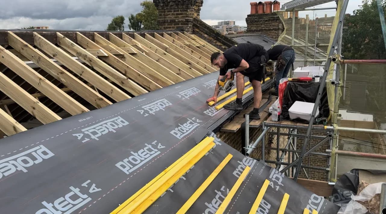 Slate, lead and parapet work in Angel, London