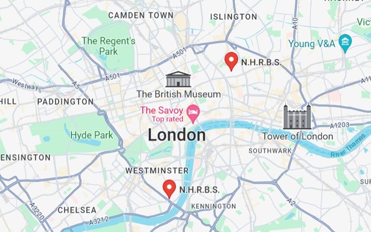 Nunhead Roofing on Map of Central London