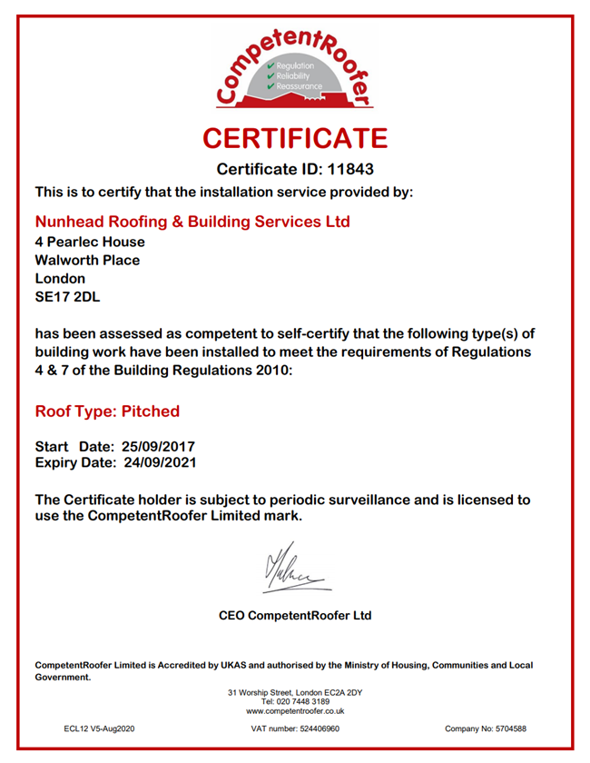 Fully Certified And Accredited For London Roofs Nunhead Roofing